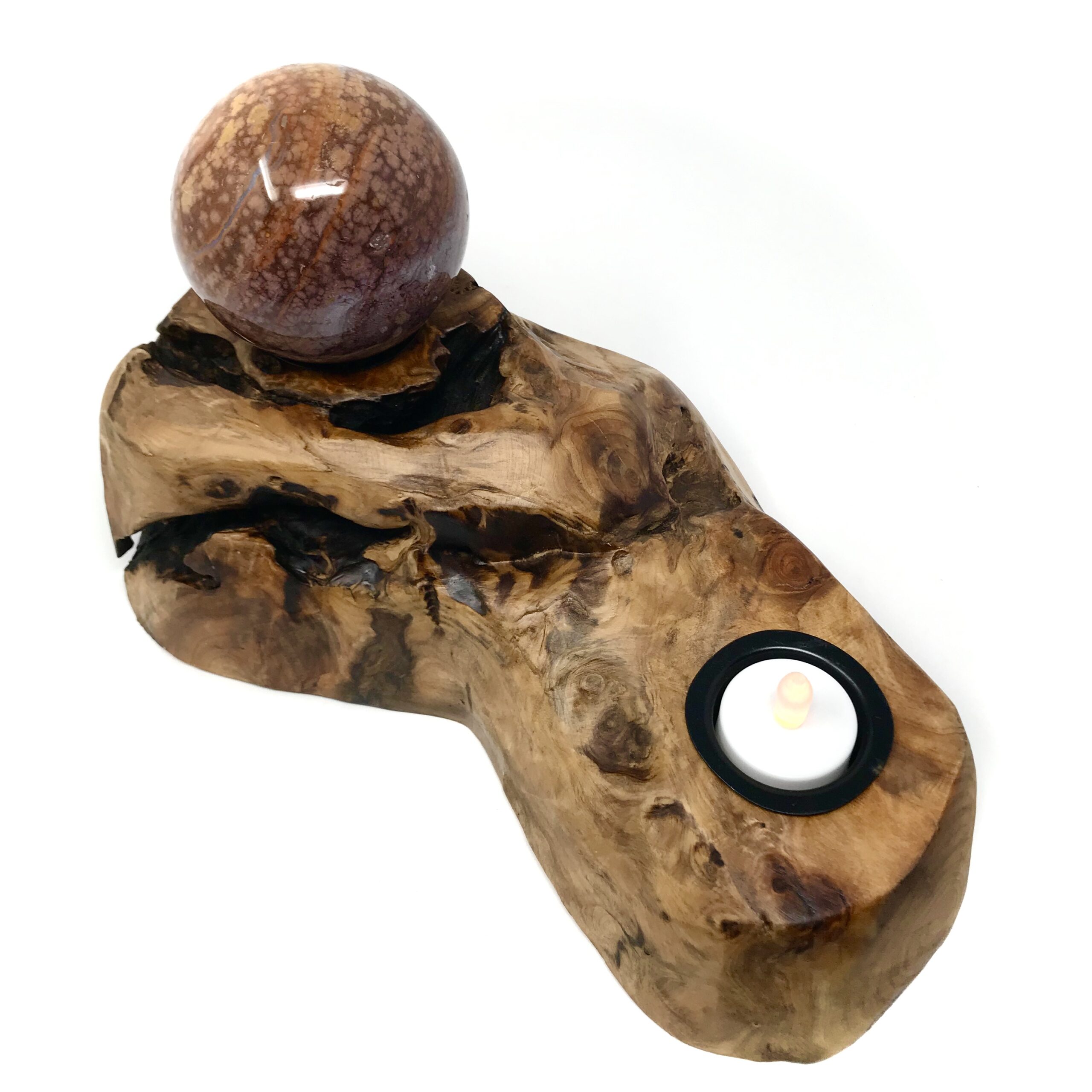 Shan Mu Wood Double Tealight/Sphere Stand