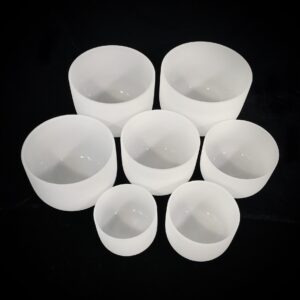 8-14" Frosted White Singing Bowl Set